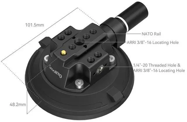 Alt view image 2 of 6 - SmallRig 4'' Suction Cup Camera Mounting Support for Vehicle Shooting