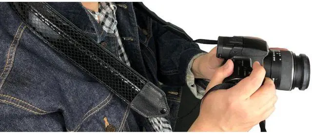 Alt view image 2 of 6 - Perri's Leathers CSL-04 Snake Skin Leather Camera Strap, Black with Fold Stitch