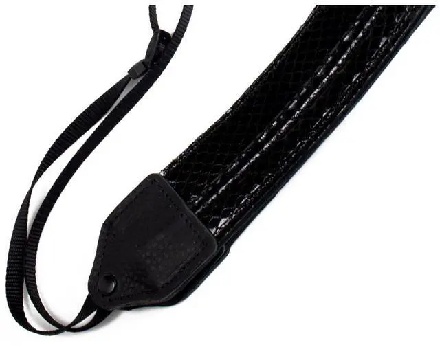 Alt view image 5 of 6 - Perri's Leathers CSL-04 Snake Skin Leather Camera Strap, Black with Fold Stitch