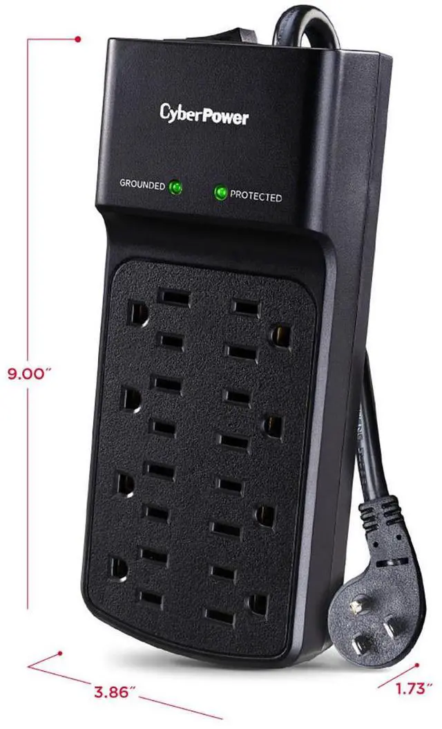Alt view image 6 of 7 - CyberPower B808 8-Outlet Essential Surge Protector with 8' Cord, Black