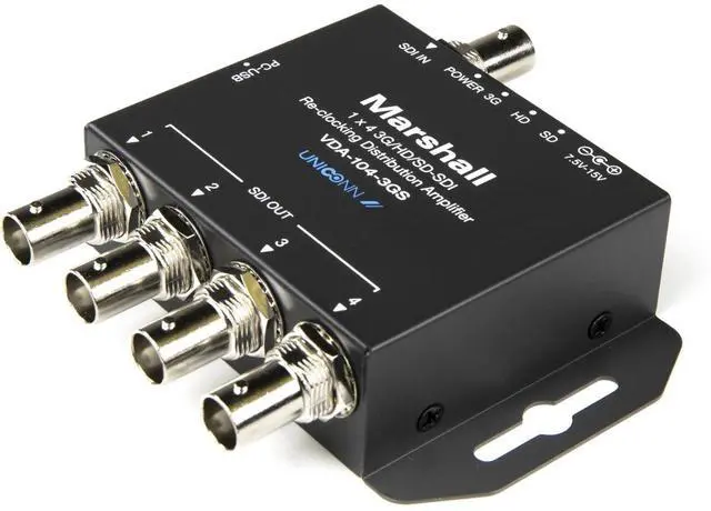 Alt view image 3 of 4 - Marshall Electronics VDA-104-3GS 1x4 3G/HD/SD-SDI Reclocking Distribution Amplifier
