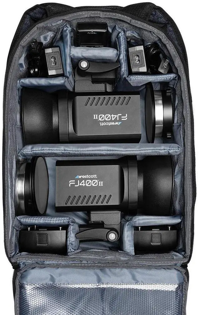 Alt view image 9 of 9 - Westcott FJ400 II Strobe 2-Light Backpack Kit with FJ-X3 M Universal Trigger