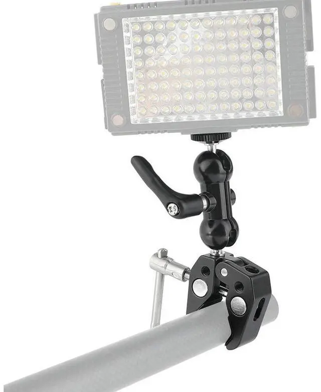 Alt view image 6 of 6 - CAMVATE Ball Head Mount 1/4" Threads with Central Lock Knob and Super Crab Gripper Clamp