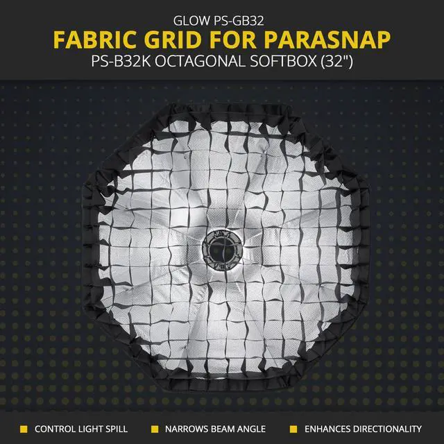 Alt view image 2 of 7 - Glow PS-GB32 Fabric Grid for ParaSnap PS-B32K Octagonal Softbox (32")