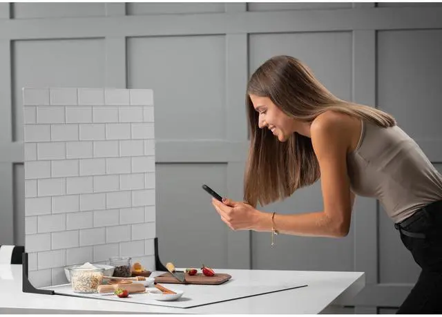 Alt view image 5 of 7 - V-FLAT WORLD Duo Board - 24x24" Double Sided Surface Board, White/Ebony Subway Tile