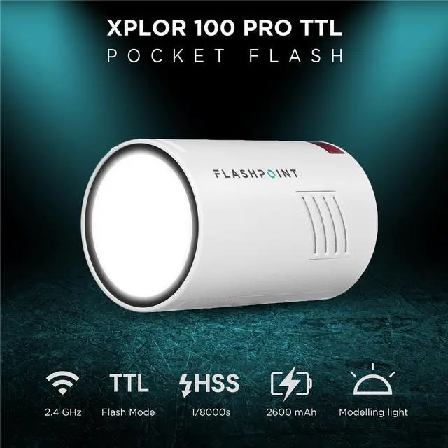 Alt view image 2 of 7 - Flashpoint XPLOR 100 Pro TTL R2 Battery-Powered Monolight - White #XPLOR-100PT-W