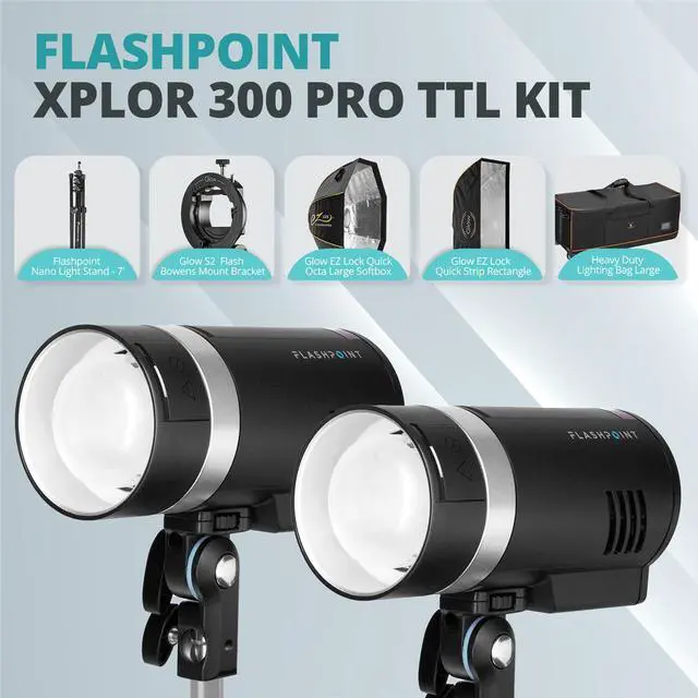 Alt view image 2 of 7 - Flashpoint XPLOR300 Pro TTL R2 Battery-Powered Monolight 2-Light Location Kit