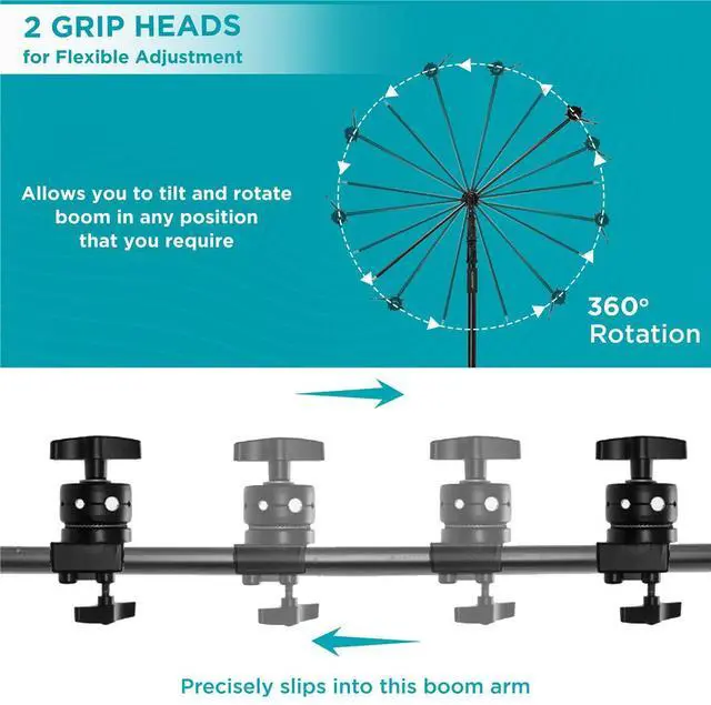 Alt view image 6 of 7 - Flashpoint 10' Century Light Stand on Turtle Base Kit with 40" Grip Arm, Black