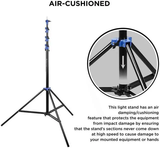 Alt view image 7 of 7 - Flashpoint Flashpoint 13' Blue Color Coded Pro Air Cushioned Heavy Duty Light Stand for Photography, Lightwight, Portable and Durable Photography Light Stand Tripod is Suitable for Pro Photography