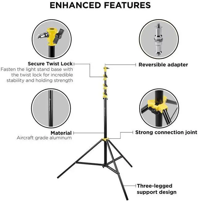 Main image of Flashpoint Pro Air-Cushioned Heavy-Duty Light Stand (Yellow, 13') #FP-S-13-YL