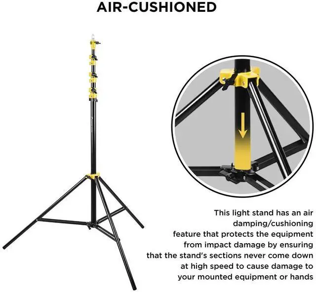 Alt view image 7 of 7 - Flashpoint Pro Air-Cushioned Heavy-Duty Light Stand (Yellow, 13') #FP-S-13-YL