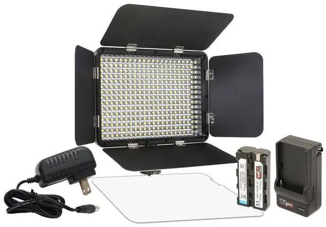 Alt view image 4 of 20 - Vidpro LED-330X Varicolor Studio Video Lighting Kit with Built-in Barn Doors & Diffuser Includes Li-ion Battery & Charger, AC Adapter, Adjustable Shoe Mount