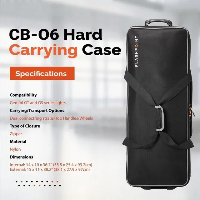 Alt view image 3 of 7 - Flashpoint CB-06 Hard Carrying Case with Wheels #FP-CB06