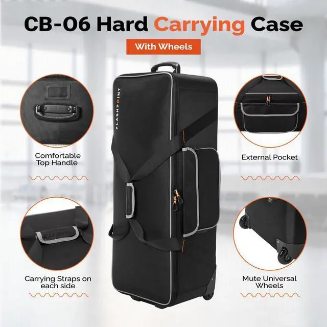 Alt view image 5 of 7 - Flashpoint CB-06 Hard Carrying Case with Wheels #FP-CB06
