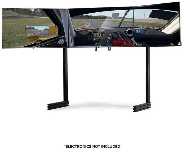 Alt view image 4 of 6 - Next Level Racing Elite Free Standing Triple Monitor Stand- Black Edition - 21" to 65" Screen Support - 55.12" Height x 95.47" Width - Freestanding - Black Anodized  NLR-E036