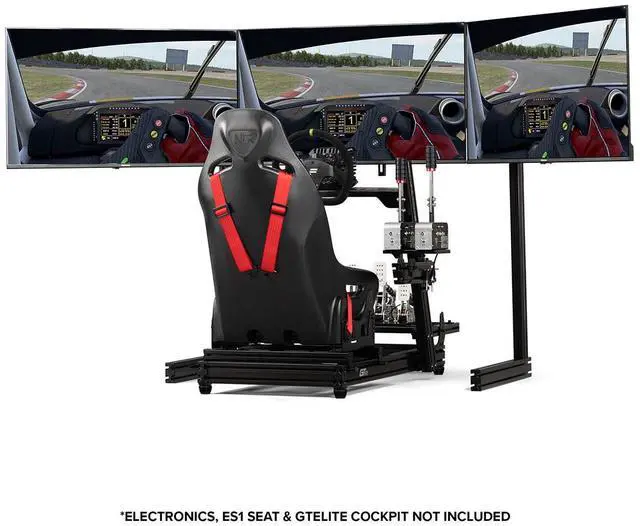 Alt view image 6 of 6 - Next Level Racing Elite Free Standing Triple Monitor Stand- Black Edition - 21" to 65" Screen Support - 55.12" Height x 95.47" Width - Freestanding - Black Anodized  NLR-E036