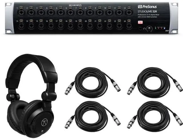 Main image of PreSonus StudioLive 32R - 34-Input, 32-Channel Series III Stage Box & Rack Mixer, Bundle with TAPH100 Headphones and 4x 25' XLR M to F Microphone Cable