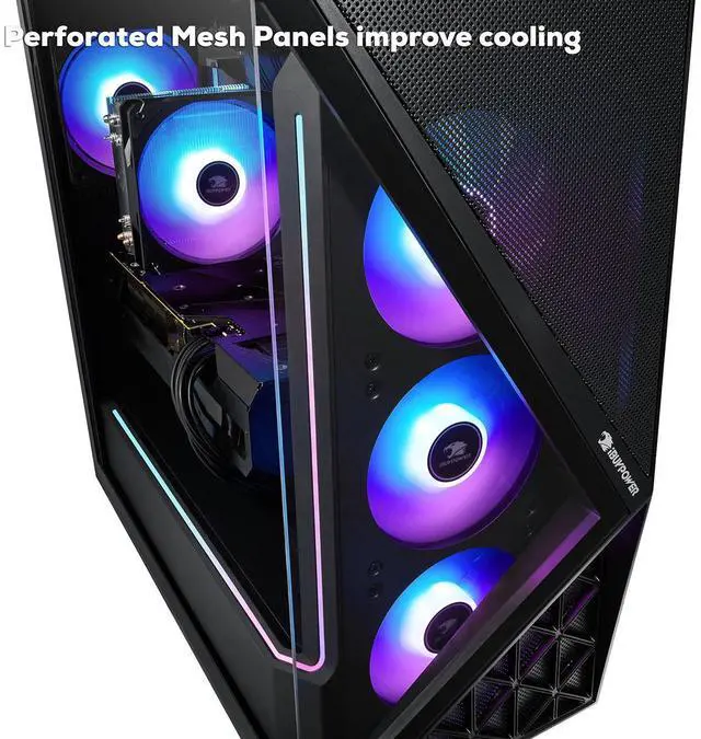 Alt view image 13 of 14 - iBUYPOWER Slate 9 Black Gaming PC Desktop - AMD Ryzen 7 7700 - NVIDIA GeForce RTX 5060 8GB - 32GB DDR5 RGB - 1TB NVMe SSD - SBA7N5602
