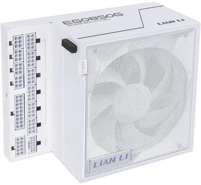 Alt view image 9 of 14 - Lian Li EDGE850W Fully Modular Low-Noise ATX Power Supply - ATX 3.1 & PCIE 5.1 Compliant - Cybenetics Gold Efficiency - 12V-2x6 Cable - L-Shape Design - Without USB/Fan Hub - White (EG0850G.W)