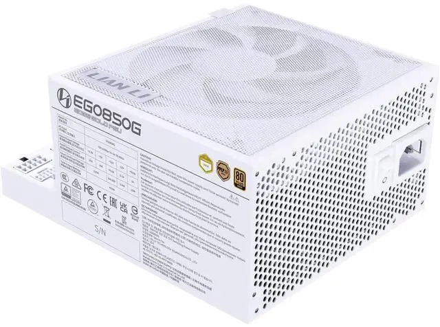 Alt view image 14 of 14 - Lian Li EDGE850W Fully Modular Low-Noise ATX Power Supply - ATX 3.1 & PCIE 5.1 Compliant - Cybenetics Gold Efficiency - 12V-2x6 Cable - L-Shape Design - Without USB/Fan Hub - White (EG0850G.W)