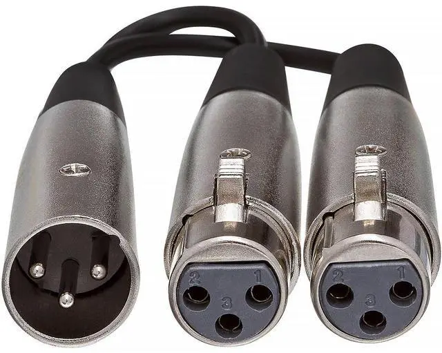 Alt view image 4 of 6 - 18" Y Cable Dual XLR3F To XLR Male