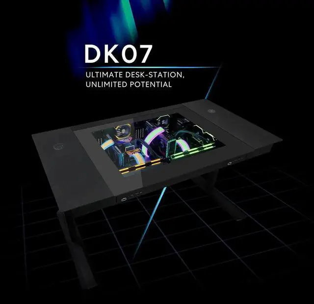 Alt view image 13 of 18 - Lian Li Motorized Standing Desk DK-07X : Dual E-ATX Support, Wireless Charging & USB Ports for Ultimate Workflow - Versatile Motorized Desk - Cable Management --  DK07X