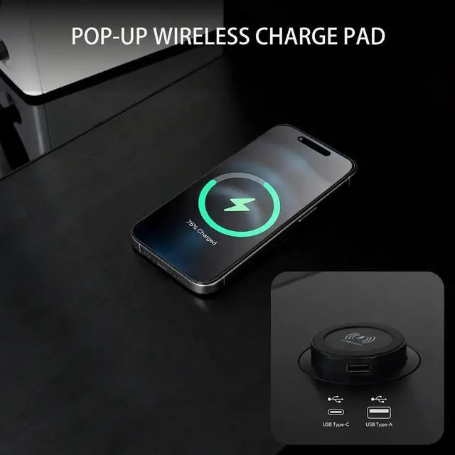 Alt view image 15 of 18 - Lian Li Motorized Standing Desk DK-07X : Dual E-ATX Support, Wireless Charging & USB Ports for Ultimate Workflow - Versatile Motorized Desk - Cable Management --  DK07X
