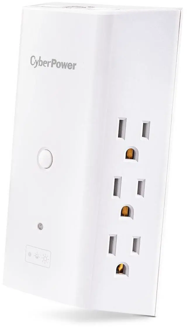 Alt view image 2 of 7 - CyberPower P6WUCL 6-Outlet Wall Mount Surge Protector with USB and Night Light, White