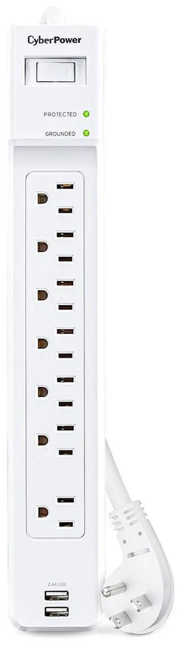 Main image of CyberPower P704URC1 7-Outlet Surge Protector with 2x USB-A Port, White