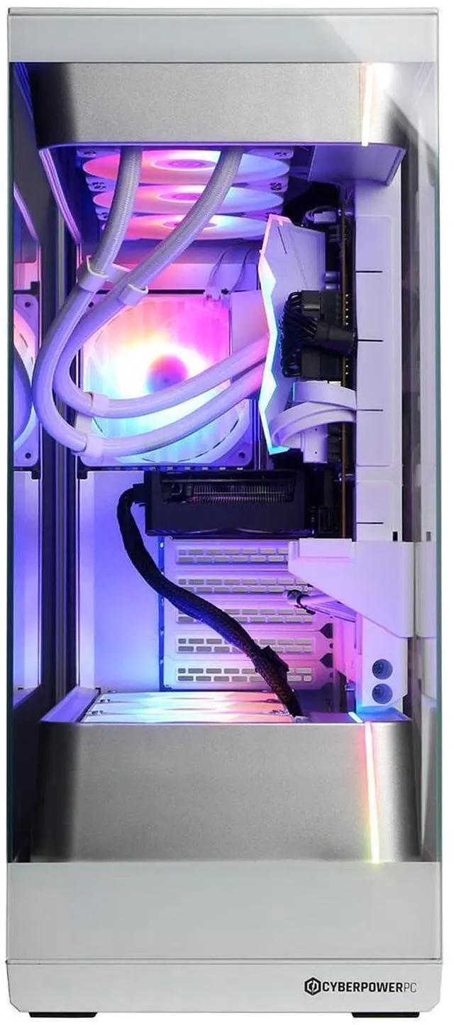 Alt view image 2 of 7 - CyberPowerPC Gamer Supreme Liquid Cooled Gaming Desktop Computer, AMD Ryzen 7 9800X3D 4.7GHz, 32GB RAM, 2TB SSD, AMD Radeon RX 9060 XT 16GB, Windows 11 Home, White