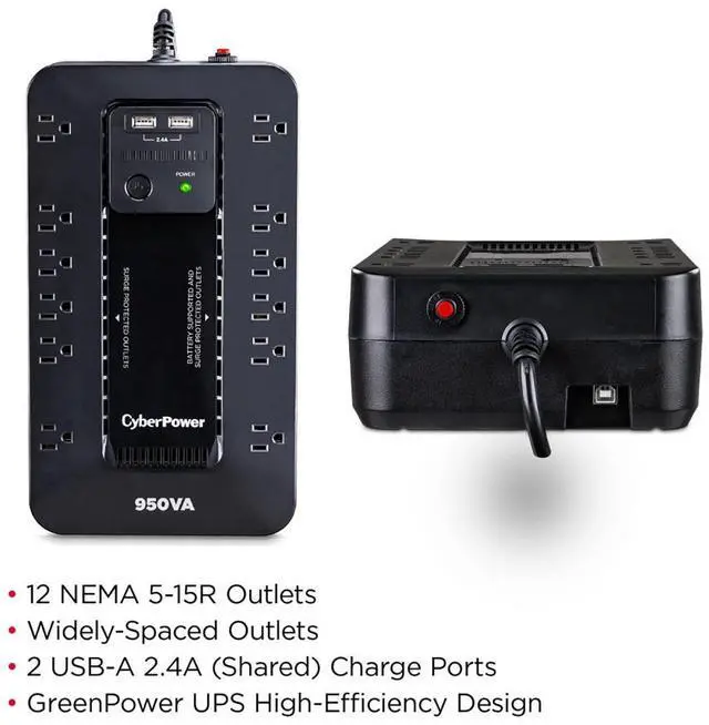 Alt view image 9 of 12 - CyberPower SX950U UPS PC Battery Backup