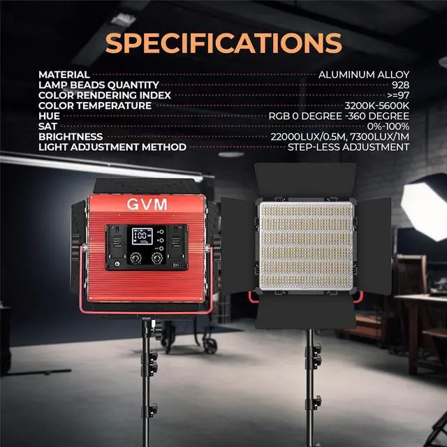 Alt view image 5 of 7 - GVM 1200D 50W Bi-Color RGB Studio Soft LED Panel 3-Light Kit,w/Batteries&Charger