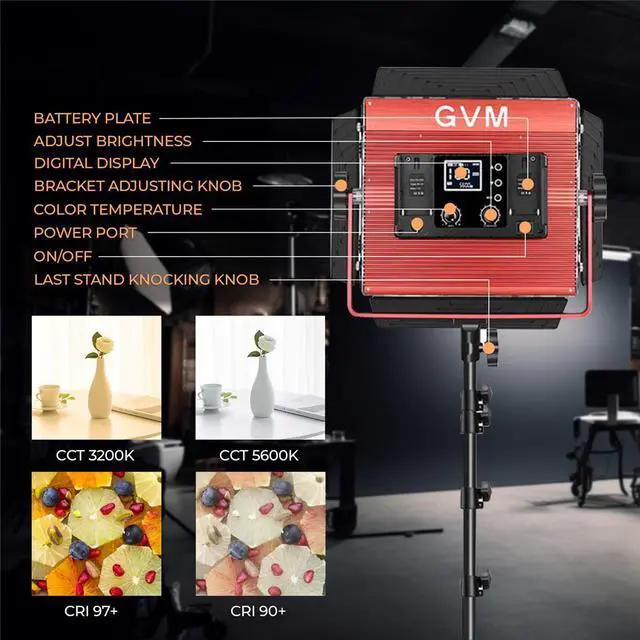 Alt view image 7 of 7 - GVM 1200D 50W Bi-Color RGB Studio Soft LED Panel 3-Light Kit,w/Batteries&Charger