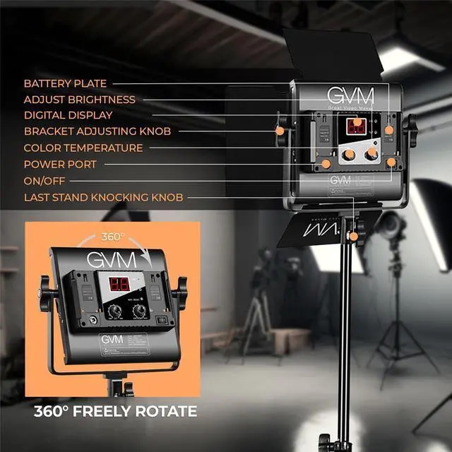 Alt view image 7 of 7 - GVM 560AS 30W Bi-Color Soft LED Panel 2-Light Kit w/Charger, 4x NP-F550 Battery