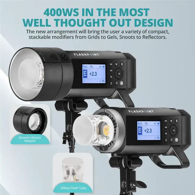 Alt view image 7 of 7 - Flashpoint XPLOR 400 Pro TTL R2 Monolight, Bundle w/ParaSnap Softbox, Speedring