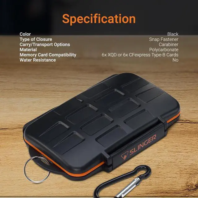 Alt view image 4 of 7 - Slinger Card Caddy Memory Card Case for XQD or CFexpress Type-B Cards, Black