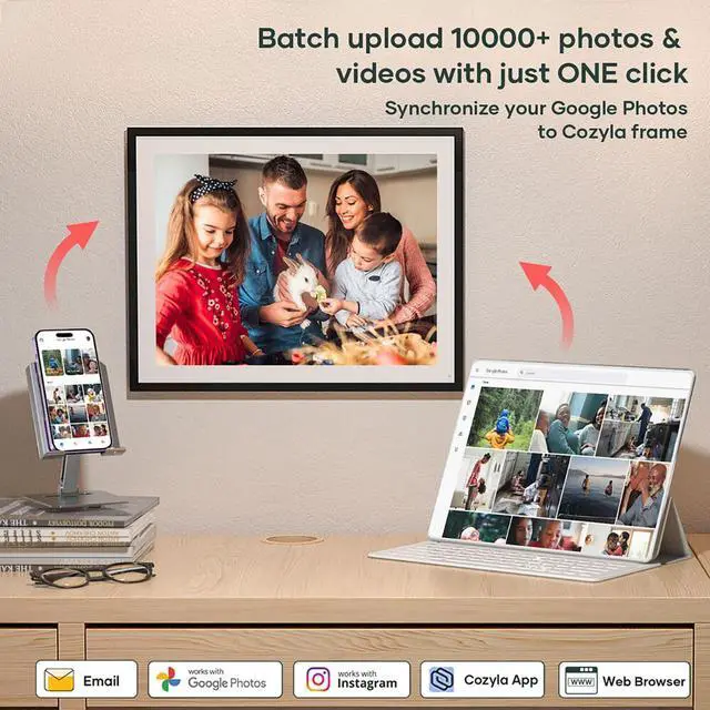 Alt view image 6 of 8 - Cozyla 17" HD Wi-Fi Touchscreen Digital Picture Frame - Black with White Mat  CD-3M341F