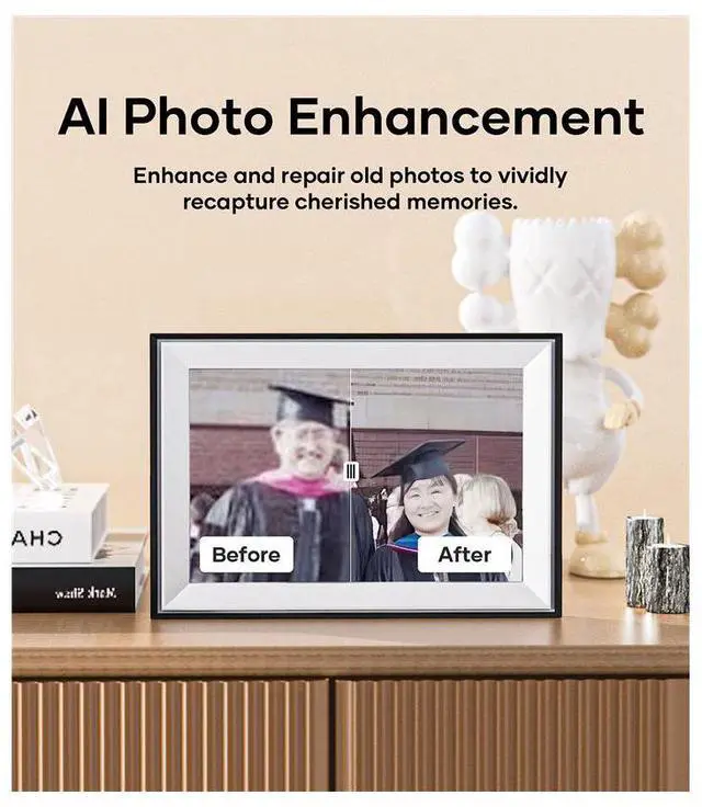 Alt view image 3 of 7 - Cozyla 10.1" WXGA Wi-Fi Rechargeable Touchscreen Digital Picture Frame, Black