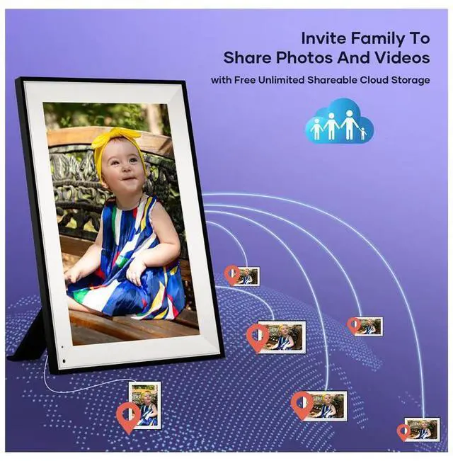 Alt view image 6 of 7 - Cozyla 10.1" WXGA Wi-Fi Rechargeable Touchscreen Digital Picture Frame, Black