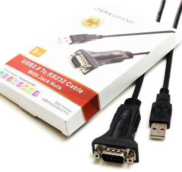 Alt view image 9 of 10 - Tera Grand Premium USB 2.0 to RS232 Serial DB9 3 Ft Adapter Cable - Supports Windows 10, 8, 7, Vista, XP, 2000, 98, Linux and Mac - Built with FTDI Chipset and Hex Jack Nuts