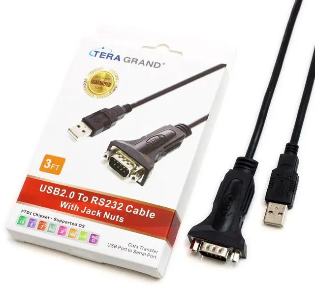 Alt view image 7 of 10 - Tera Grand Premium USB 2.0 to RS232 Serial DB9 3 Ft Adapter Cable - Supports Windows 10, 8, 7, Vista, XP, 2000, 98, Linux and Mac - Built with FTDI Chipset and Hex Jack Nuts