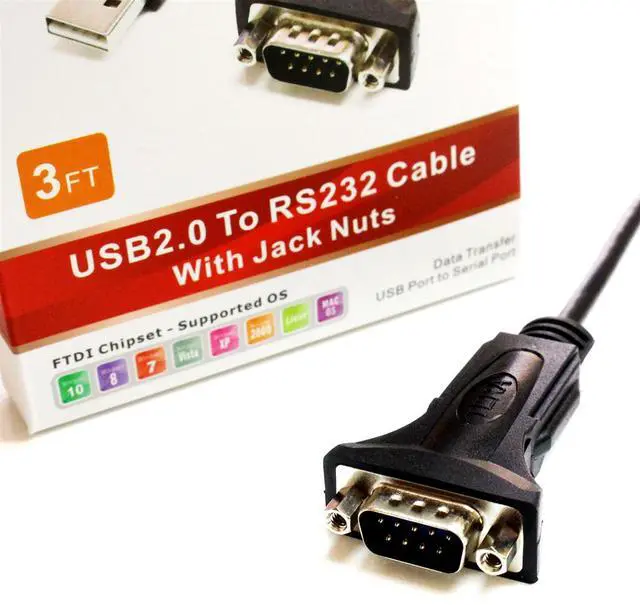 Alt view image 10 of 10 - Tera Grand Premium USB 2.0 to RS232 Serial DB9 3 Ft Adapter Cable - Supports Windows 10, 8, 7, Vista, XP, 2000, 98, Linux and Mac - Built with FTDI Chipset and Hex Jack Nuts