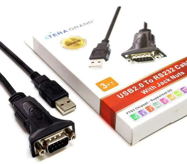 Alt view image 8 of 10 - Tera Grand Premium USB 2.0 to RS232 Serial DB9 3 Ft Adapter Cable - Supports Windows 10, 8, 7, Vista, XP, 2000, 98, Linux and Mac - Built with FTDI Chipset and Hex Jack Nuts