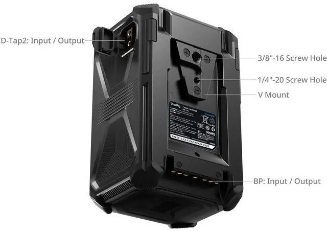 Alt view image 4 of 7 - SmallRig X99 99Wh 14.54V 6800mAh X-Touch Smart Triple-Proof Li-Ion V-Mount Battery