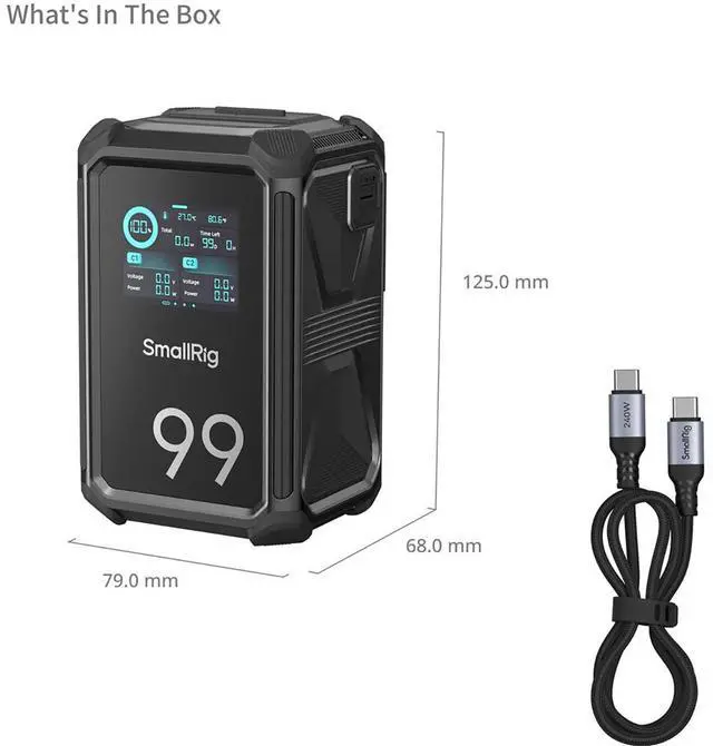 Alt view image 7 of 7 - SmallRig X99 99Wh 14.54V 6800mAh X-Touch Smart Triple-Proof Li-Ion V-Mount Battery