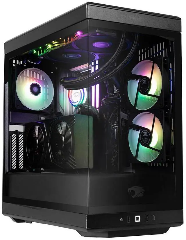 Alt view image 9 of 14 - iBUYPOWER Y40 PRO Black Gaming PC Desktop - AMD Ryzen 7 9700X - AMD Radeon RX 9070XT 16GB - 32GB DDR5 RGB - 1TB NVMe SSD - Y40BA7R97XT02