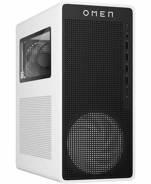 Alt view image 11 of 15 - HP OMEN 16L TG03-0010 Gaming Desktop Computer, AMD Ryzen 5 8400F 4.2GHz, 8GB RAM, 512GB SSD, NVIDIA GeForce RTX 3050 8GB, Windows 11 Home, Snow White
