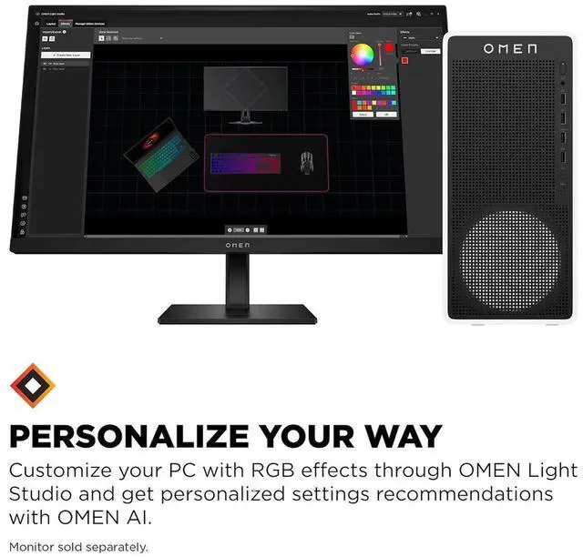 Alt view image 11 of 13 - HP OMEN TG03-0120 Gaming Desktop U5 225F 16GB 1TB SSD RTX5060 BY1S8AAABA