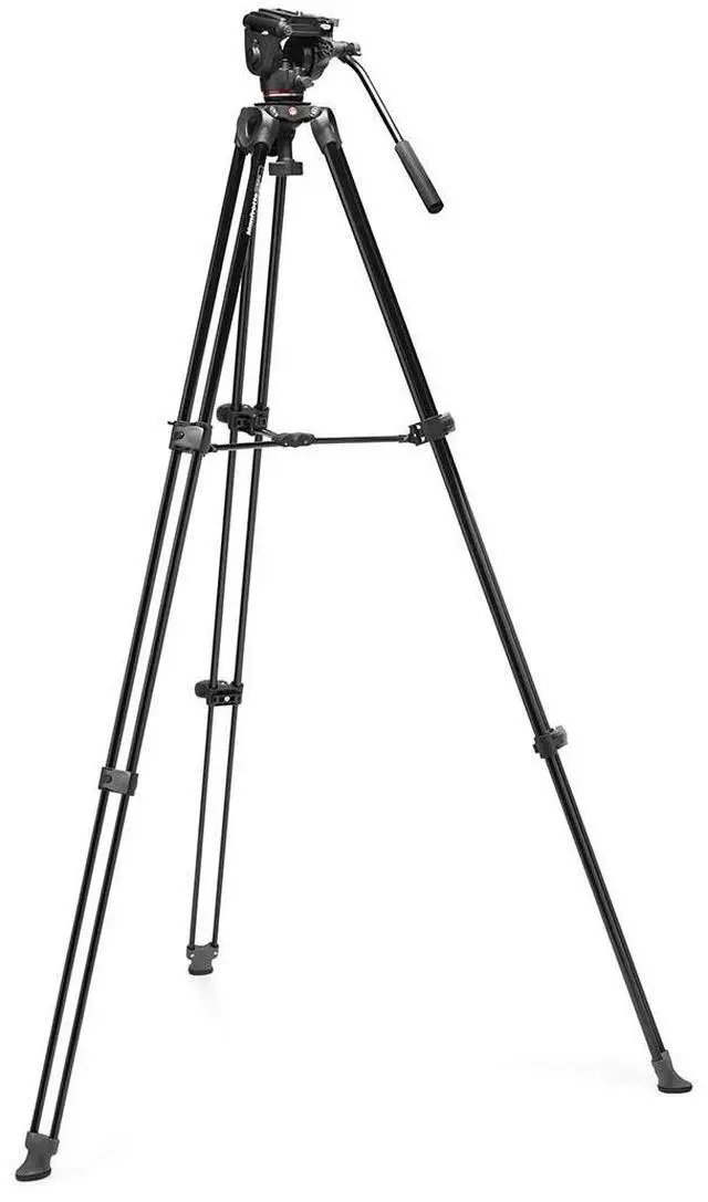 Alt view image 2 of 3 - Manfrotto 500X Fluid Video Head with 3-Section Aluminum Telescopic Twin Leg Video Tripod