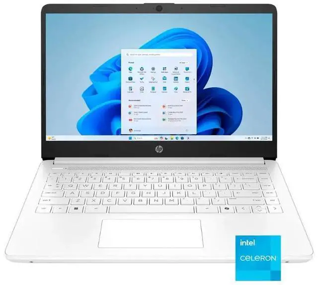Main image of HP 14-dq3220nr 14" HD Touchscreen Laptop - Intel Celeron N4500 1.1GHz - 4GB  - 64GB eMMC - Windows 11 Home S Mode - Intel UHD Graphics - Webcam - IEEE 802.11ax Wireless - Snowflake White